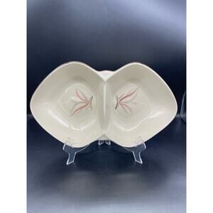 Vintage MCM Winfield True Porcelain Dragon Flower Divided Serving Dish Bowl 13"